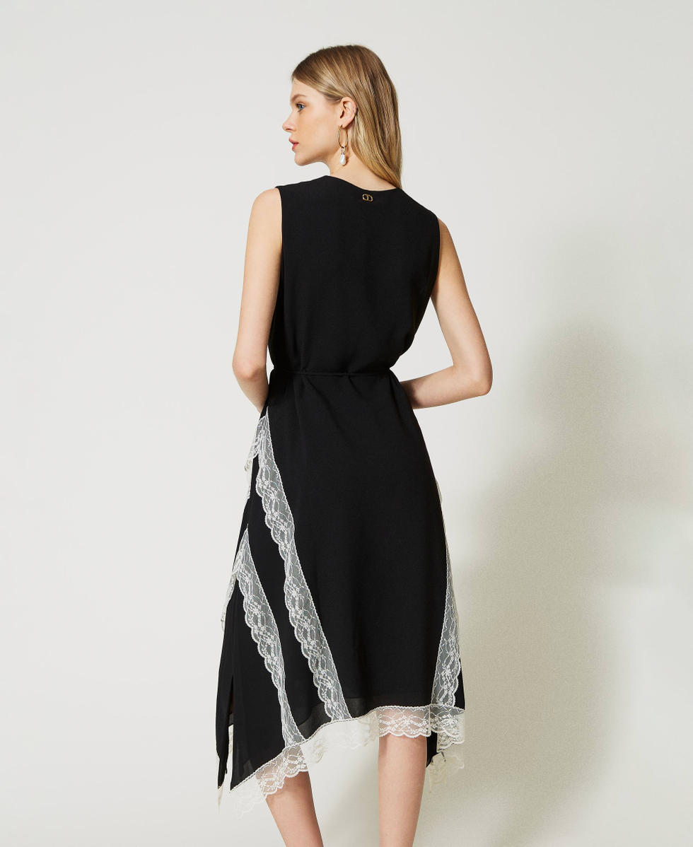 Midikleid aus Georgette und Spitze