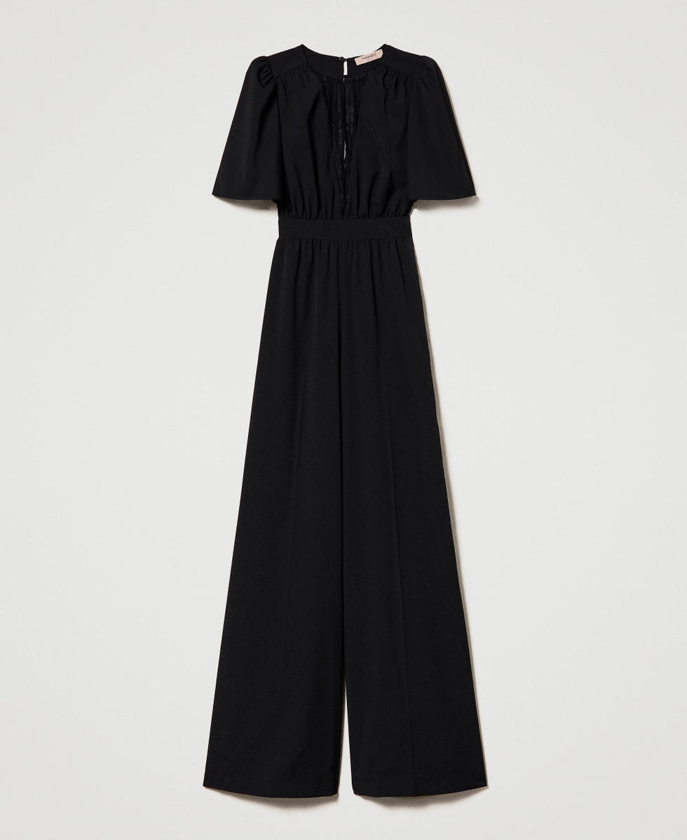 Tuta in cr pe de Chine e pizzo Donna Nero TWINSET Milano