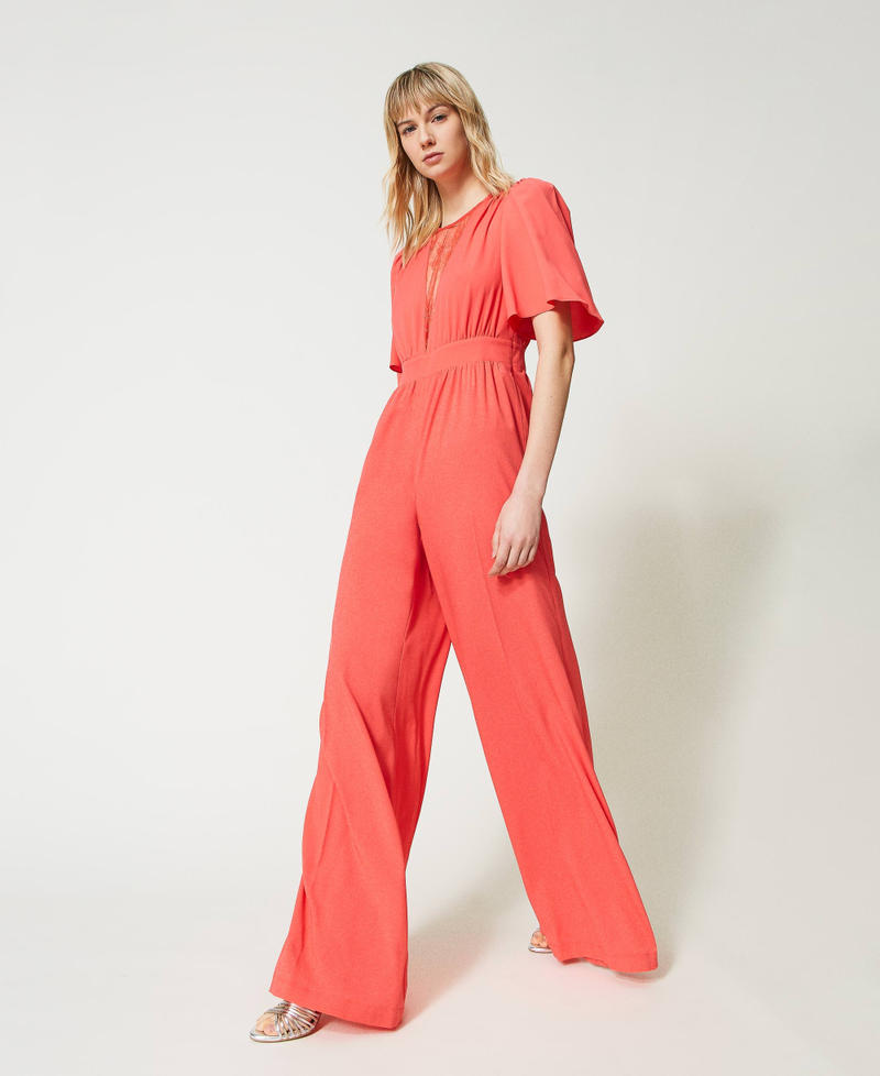 Cr&ecirc;pe de Chine and lace jumpsuit