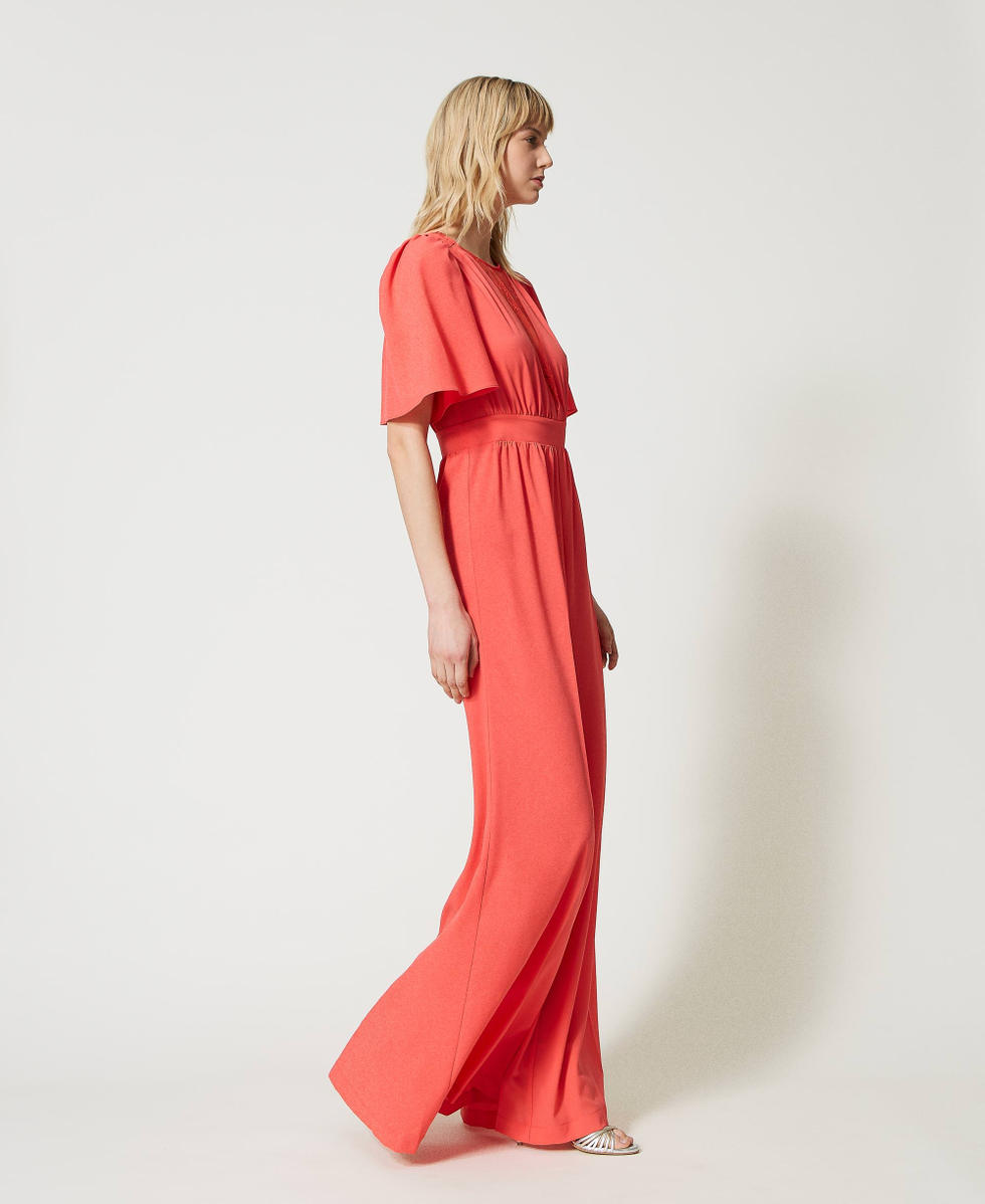 Cr&ecirc;pe de Chine and lace jumpsuit