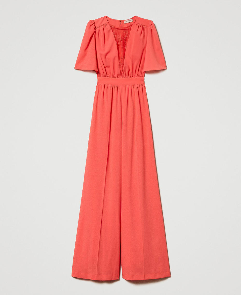 Cr&ecirc;pe de Chine and lace jumpsuit