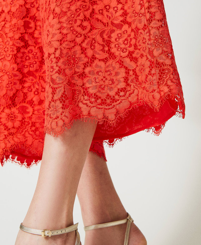 Macramé lace wide leg trousers "Lip Gloss” Pink Woman 231TT2203-05