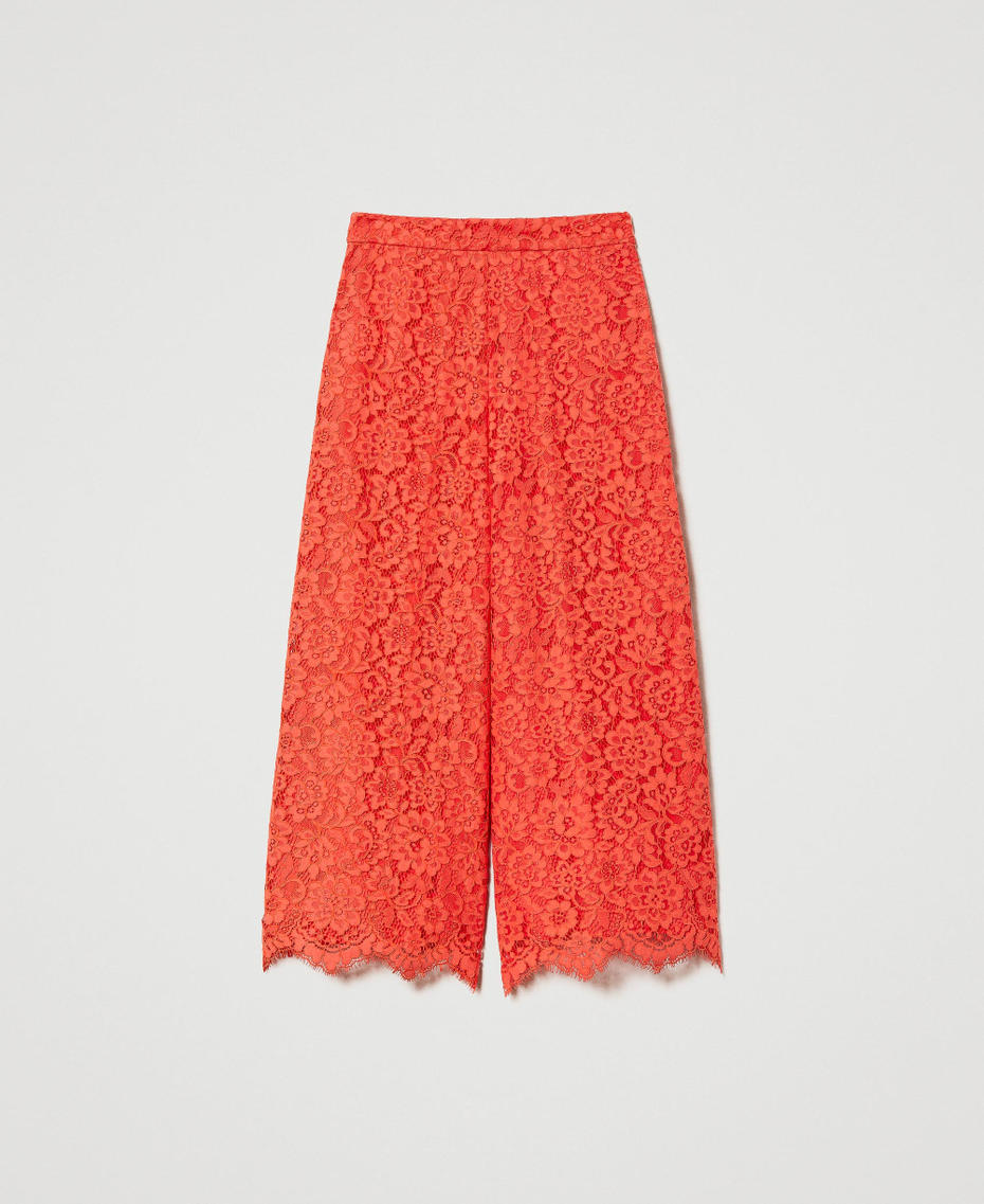 Macramé lace wide leg trousers "Lip Gloss” Pink Woman 231TT2203-0S