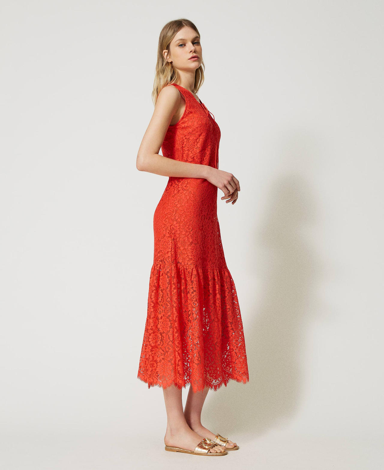 Long macramé lace dress