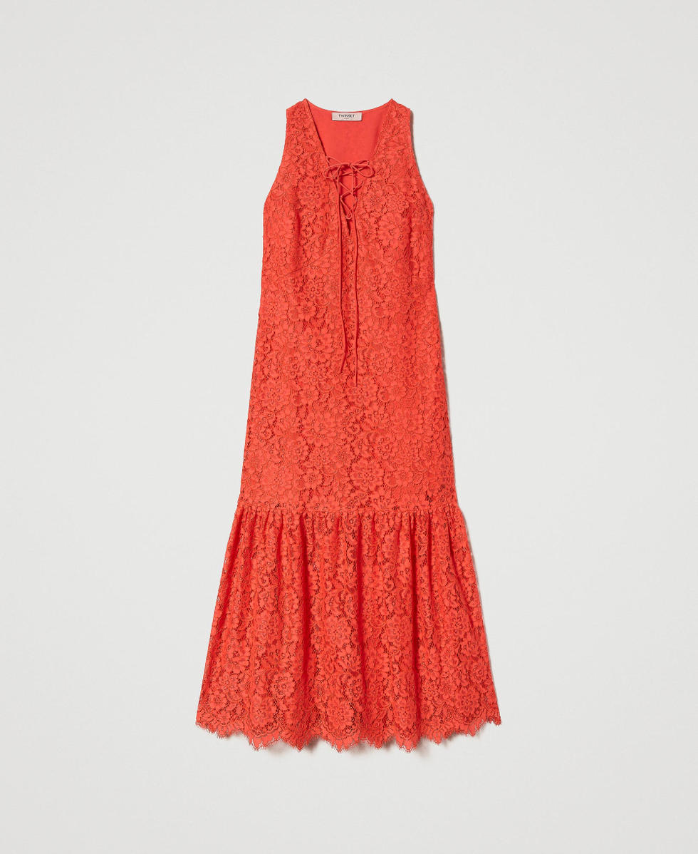 Abito lungo in pizzo macram&egrave;