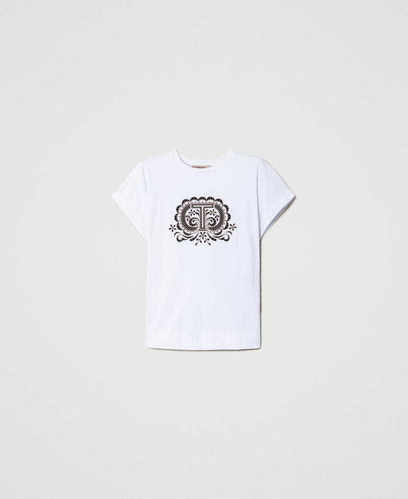 Camiseta con bordado Oval T bicolor