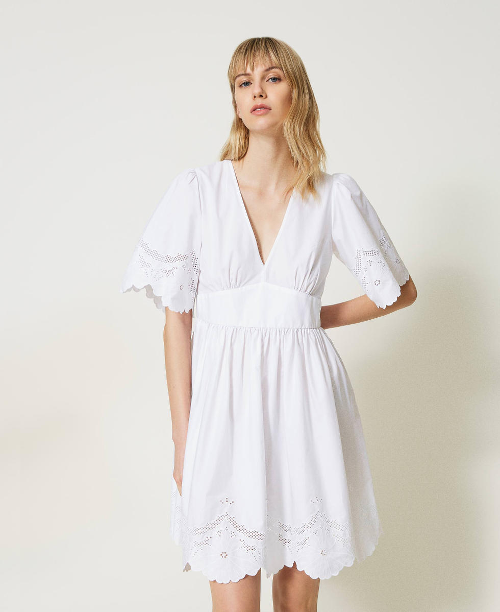 Vestido blanco bordado ingles sales