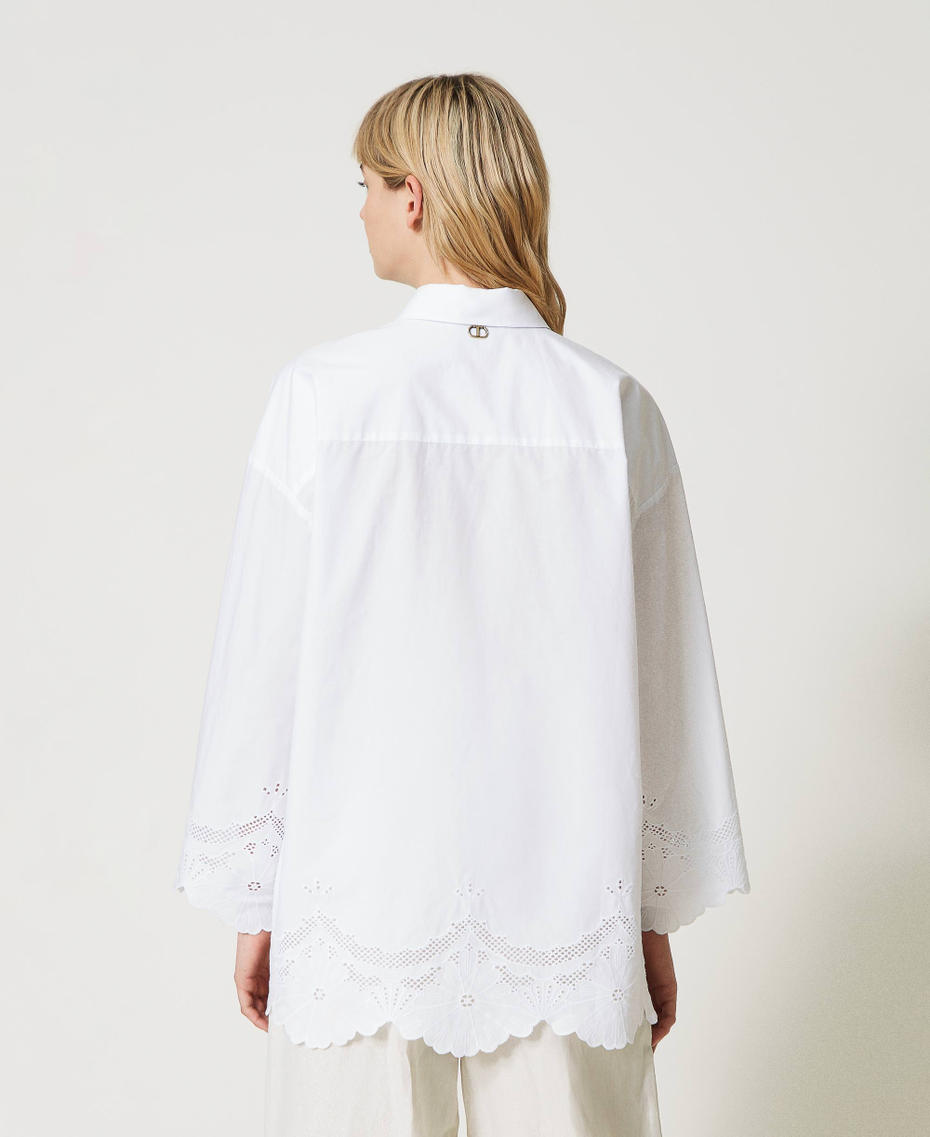 Camisa de popelina con bordado inglés Blanco Mujer 231TT2303-04
