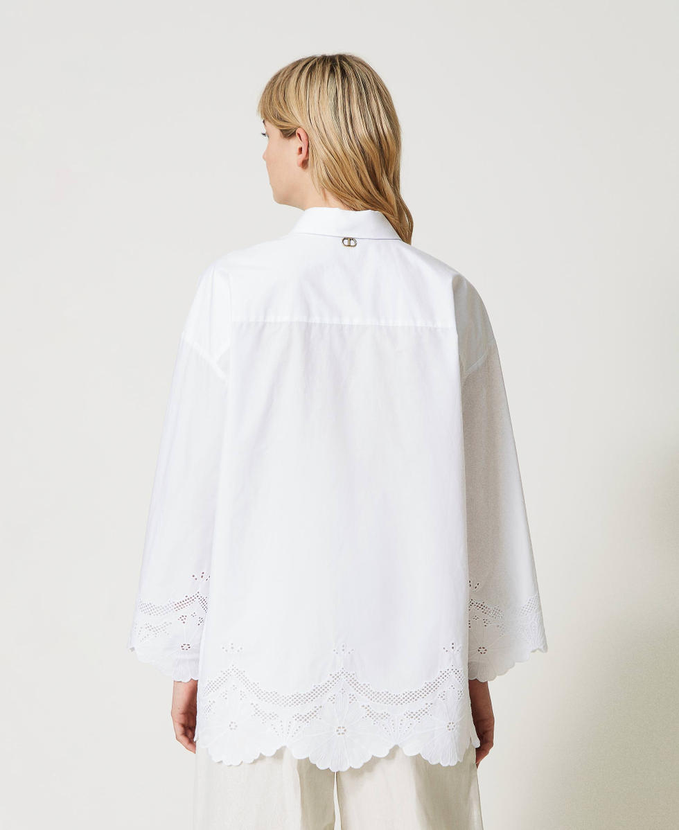 Poplin shirt with broderie anglaise