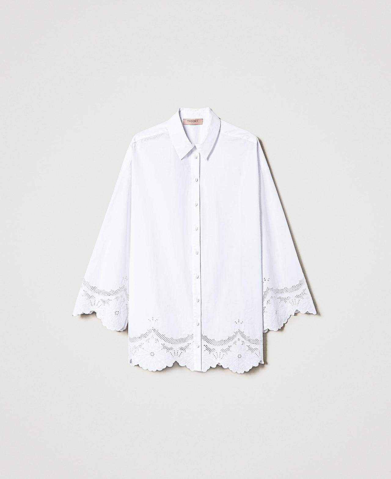 Poplin shirt with broderie anglaise White Woman 231TT2303-0S