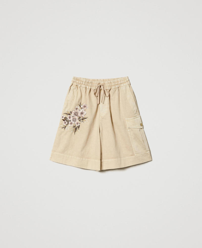 Linen blend cargo Bermuda shorts “Pale Hemp” Beige Woman 231TT2391-0S