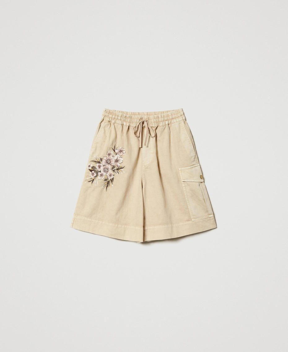 Linen blend cargo Bermuda shorts