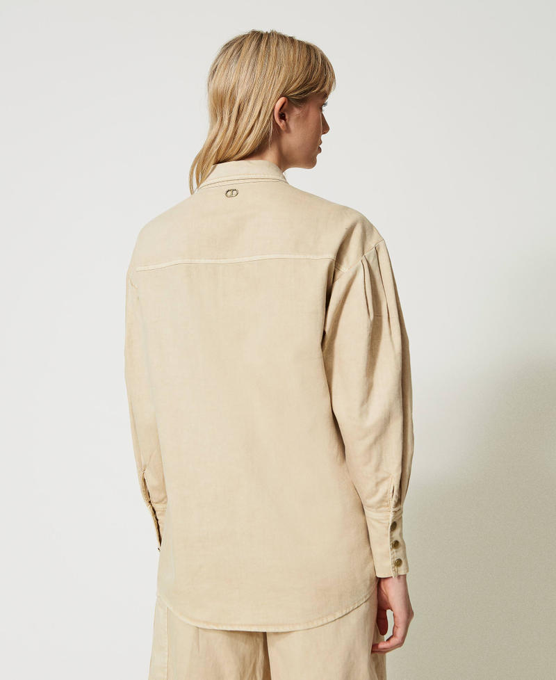 Linen blend gabardine jacket “Pale Hemp” Beige Woman 231TT2392-03