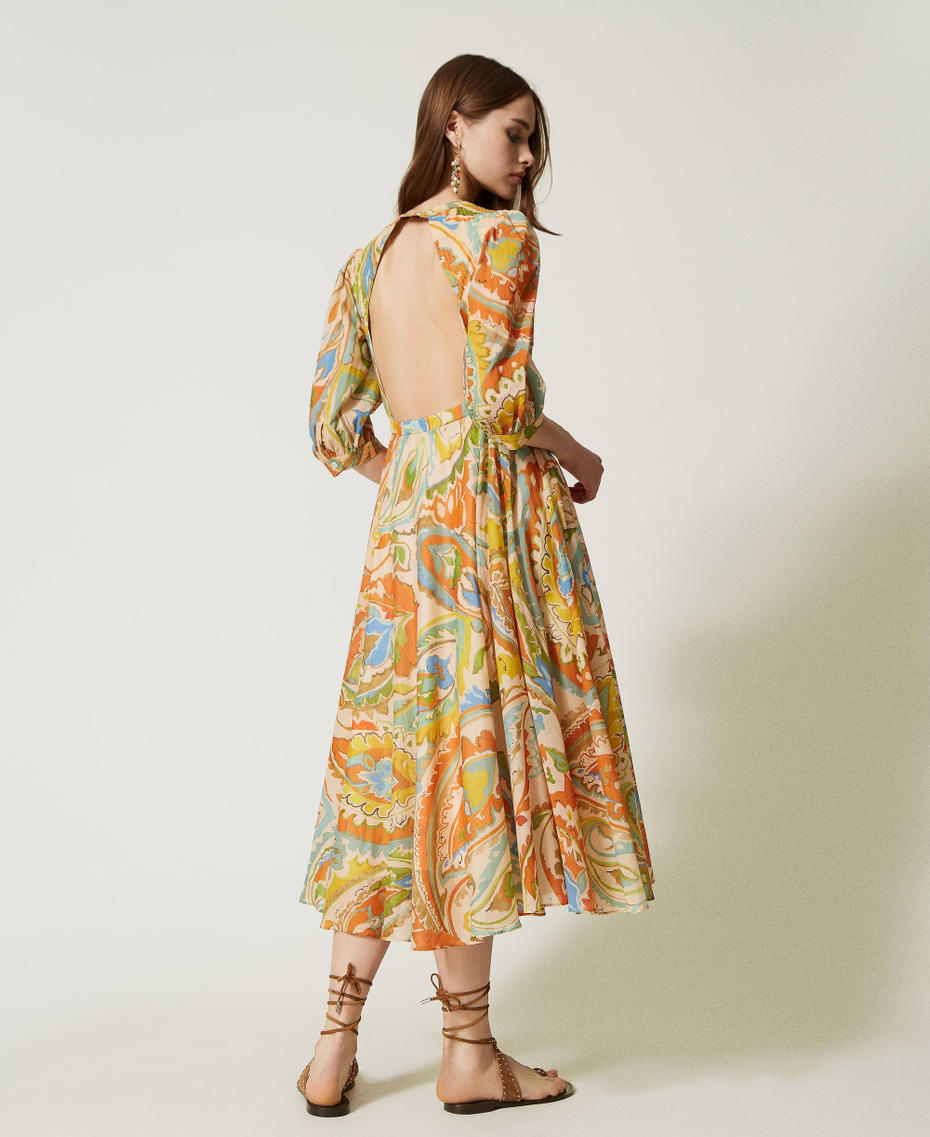 Robe longue en mousseline imprimée
