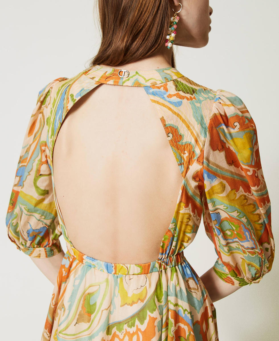 Printed muslin long dress