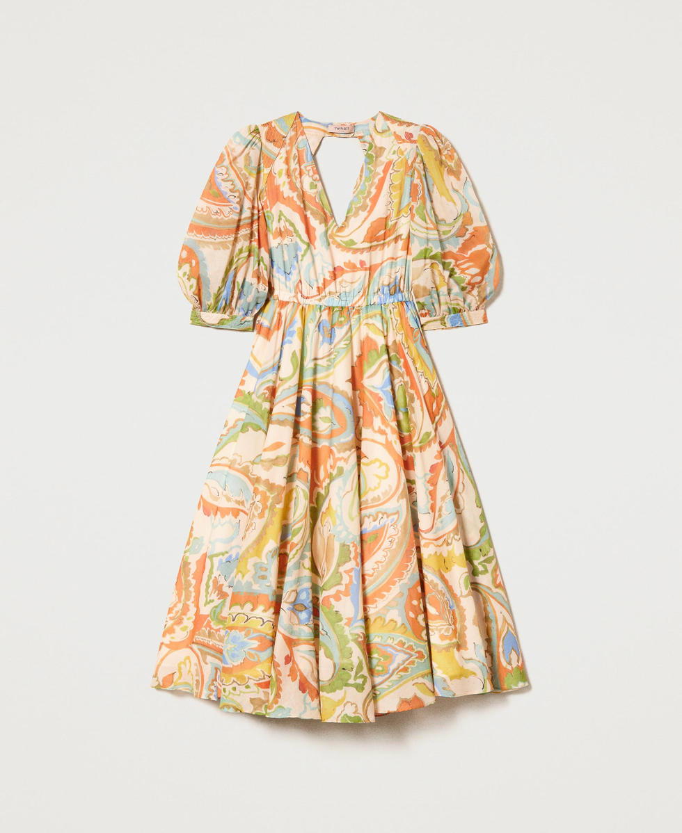 Printed muslin long dress