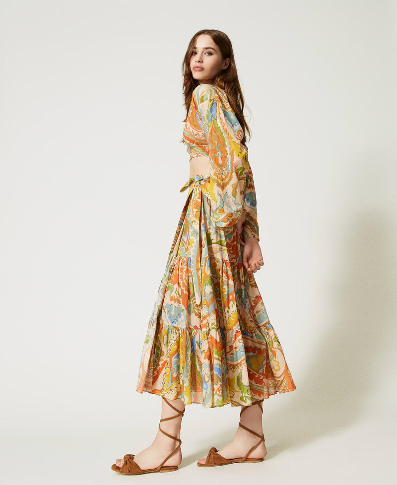 Printed muslin long skirt