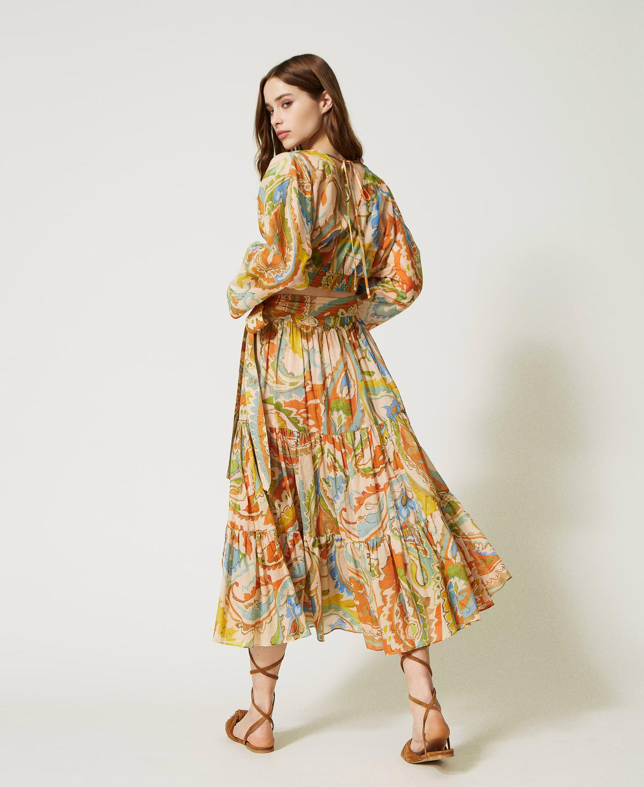 Printed muslin long skirt