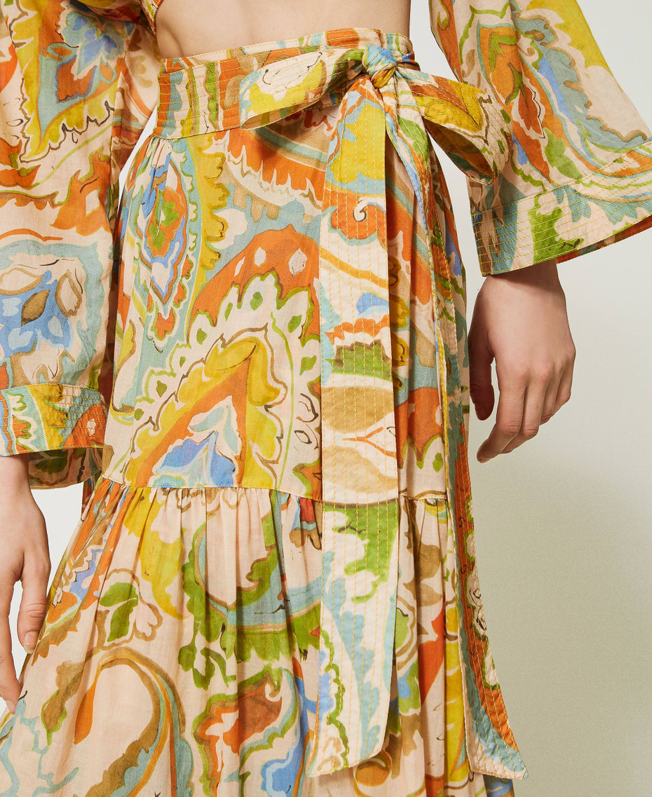 Printed muslin long skirt