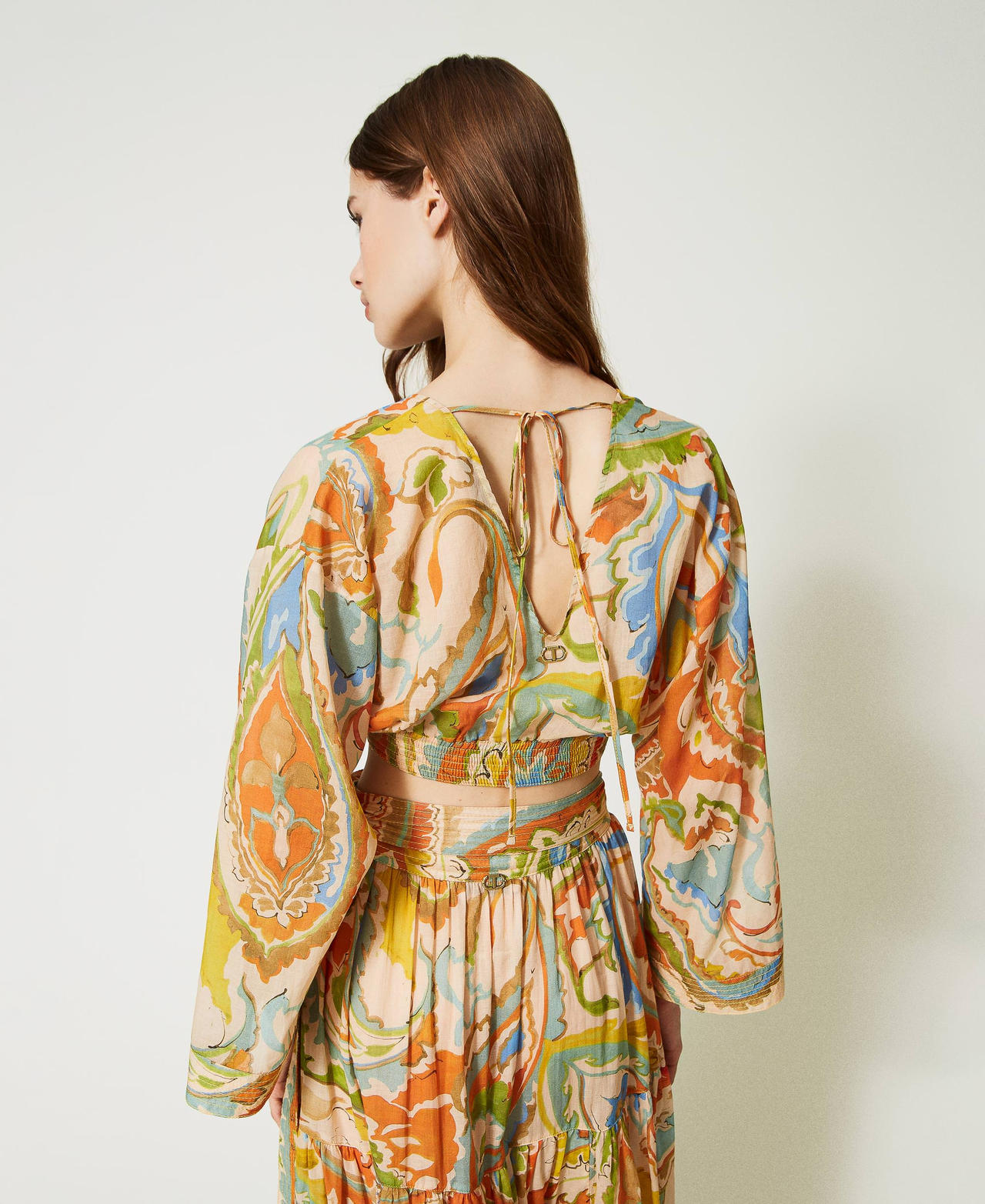 Printed muslin cropped top