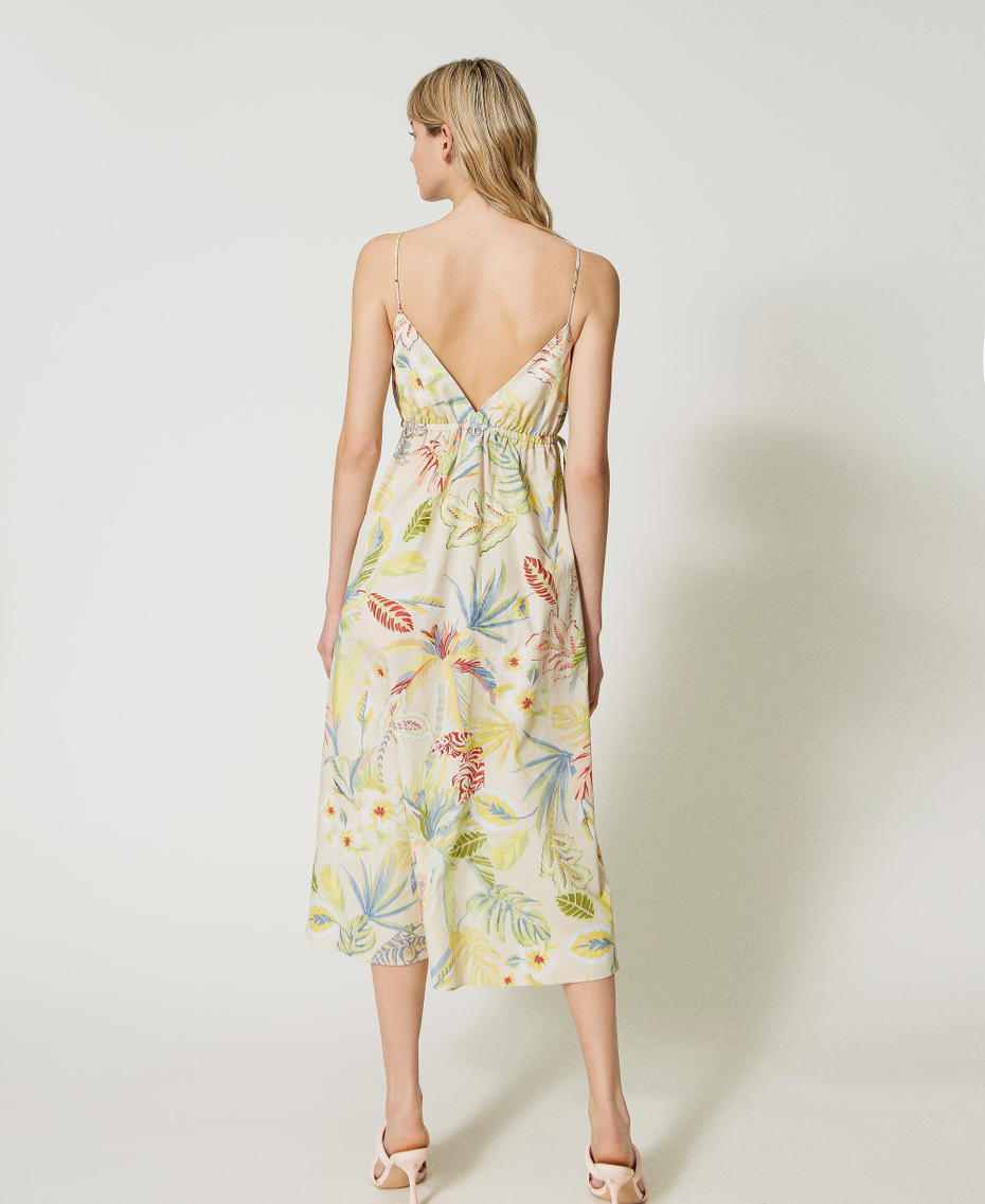 Printed poplin midi dress