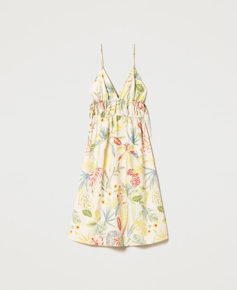 Printed poplin midi dress