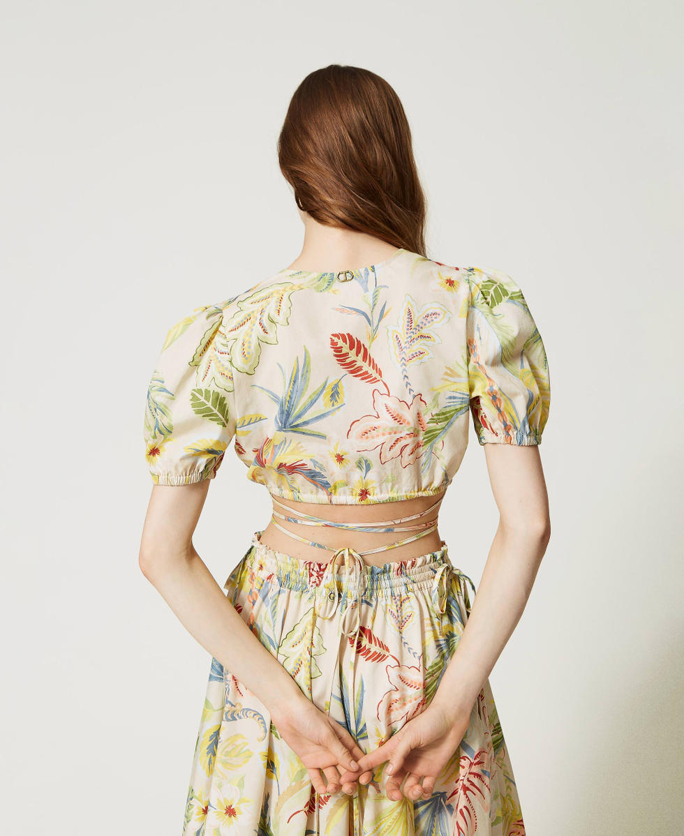 Cropped Top aus bedrucktem Popeline