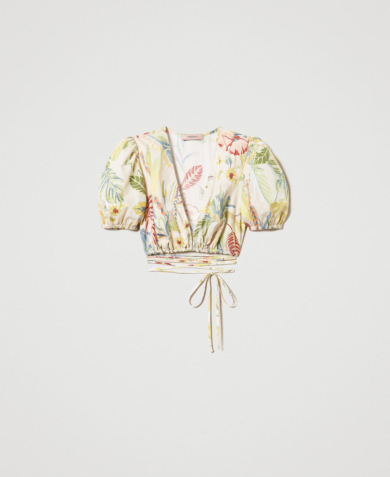 Printed poplin cropped top
