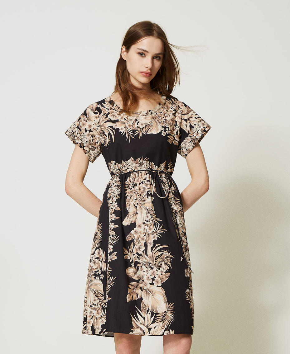 Robe courte en popeline imprimée