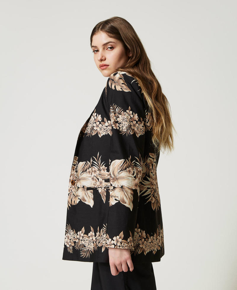 Printed poplin blazer