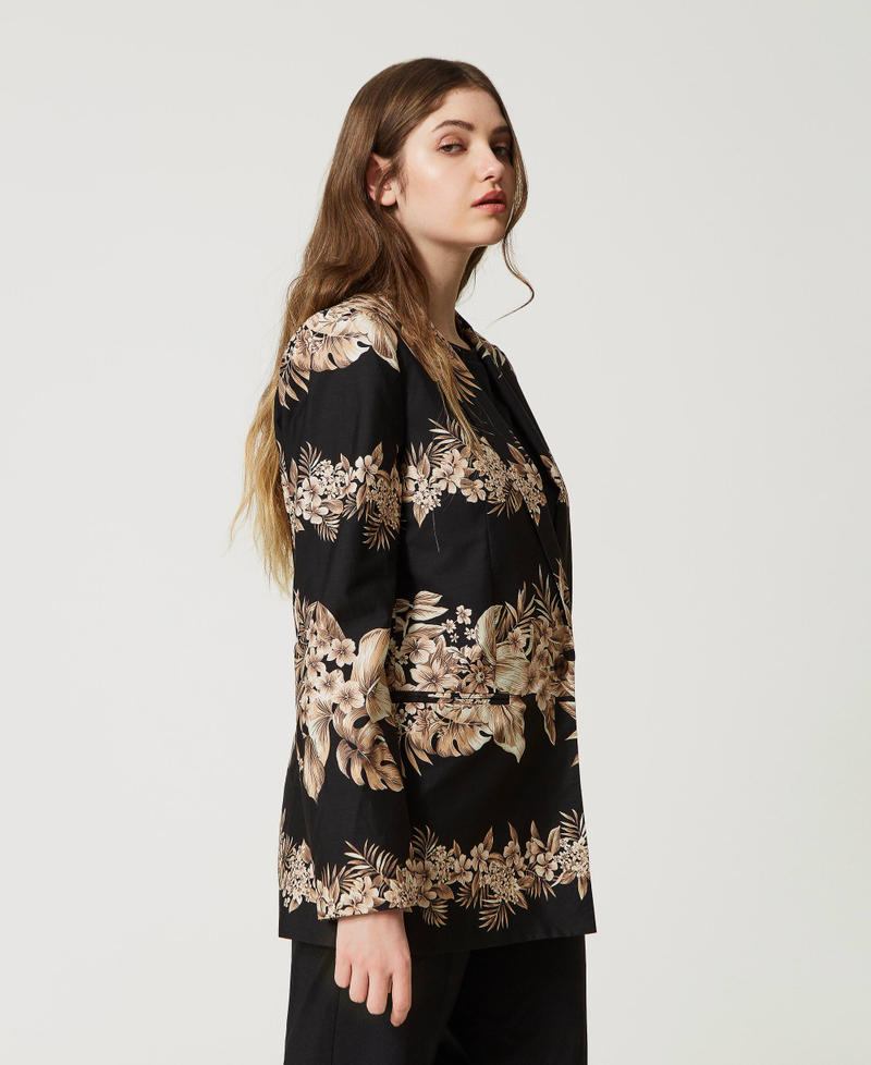 Printed poplin blazer