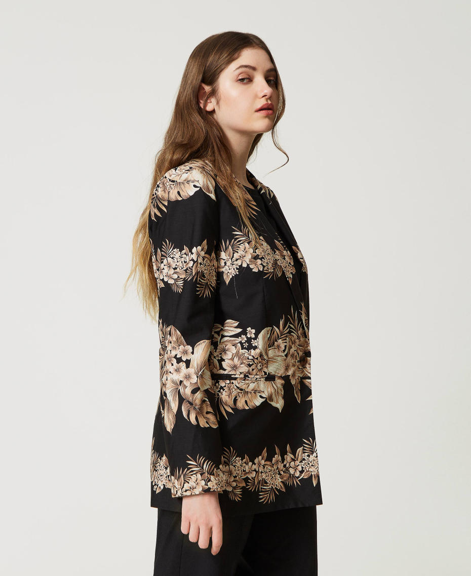 Printed poplin blazer