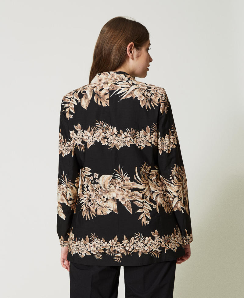 Printed poplin blazer