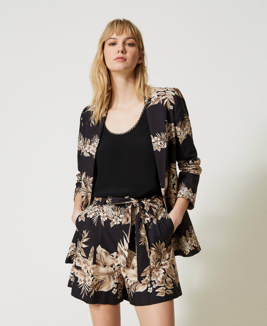 Printed poplin blazer