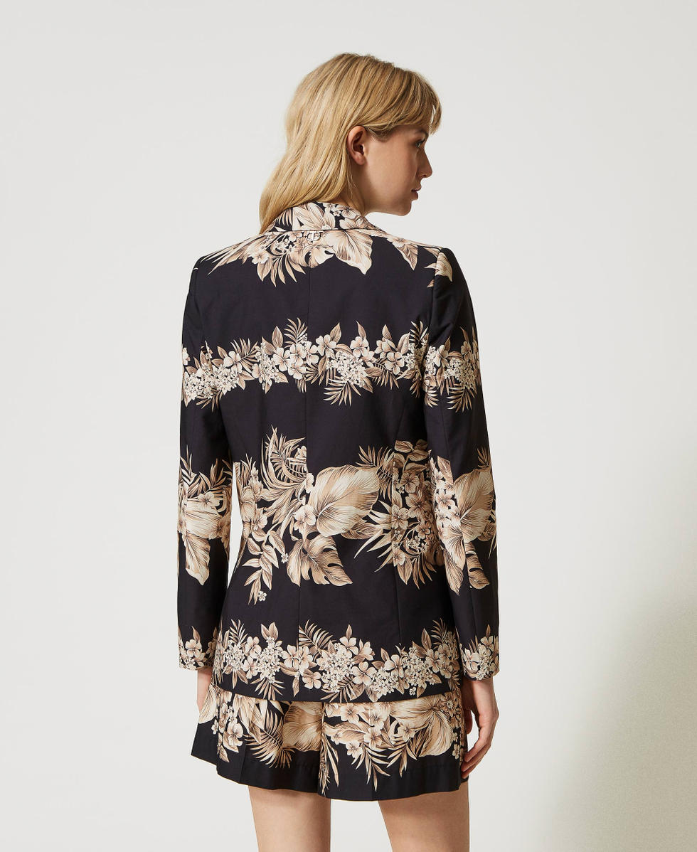 Printed poplin blazer