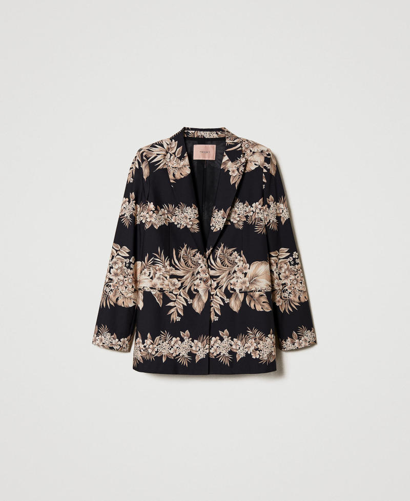 Printed poplin blazer
