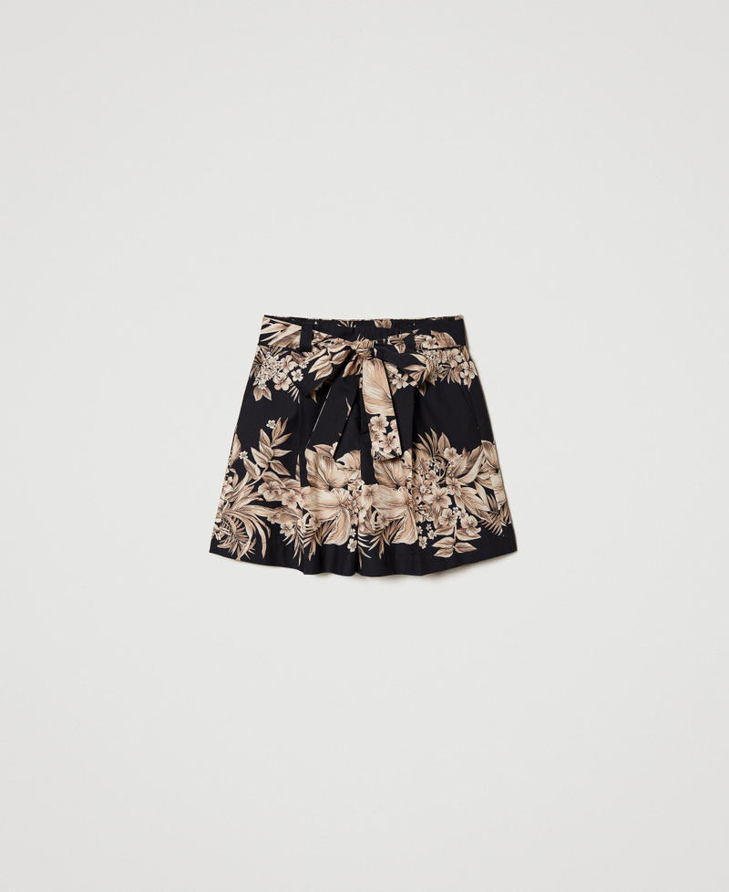 Printed cotton poplin shorts