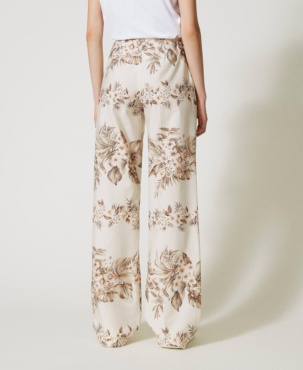 Pantalon en popeline de coton imprimée