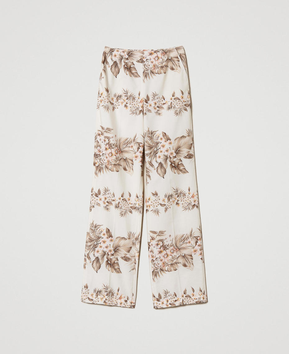 Pantalon en popeline de coton imprimée