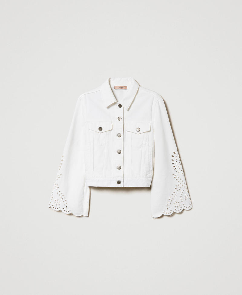 Jacke aus Blazer mit Lochstickerei Frau, Weiß | TWINSET Milano