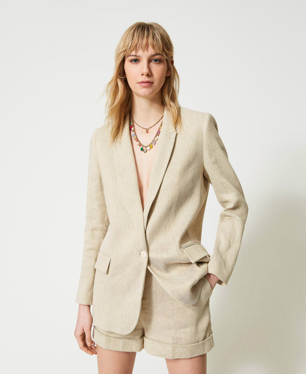 Linen blend twill blazer