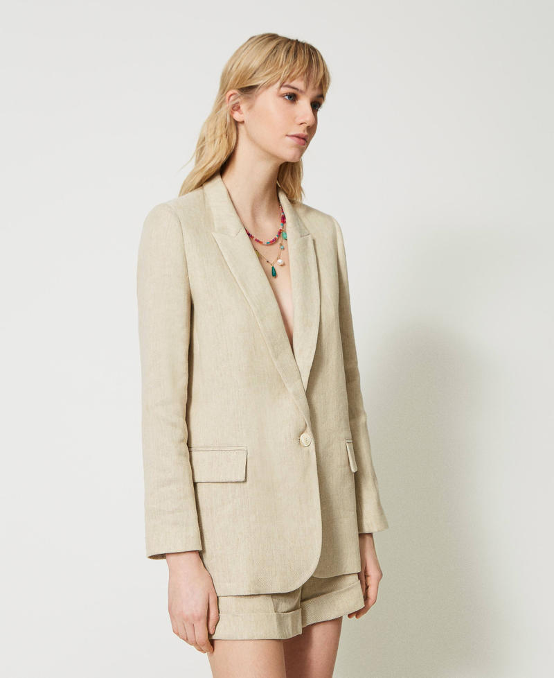 Blazer en twill de lin mélangé