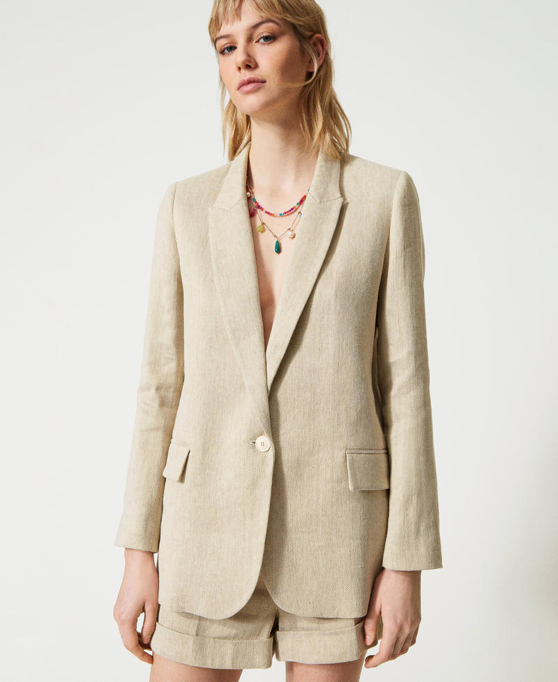 Blazer en twill de lin mélangé