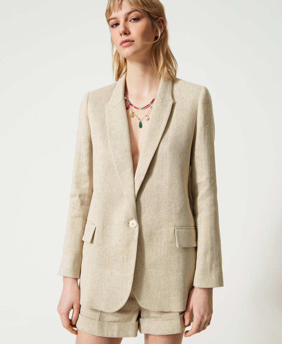 Linen blend twill blazer