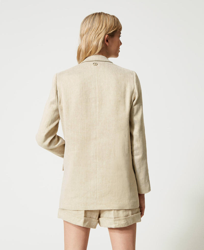 Blazer en twill de lin mélangé