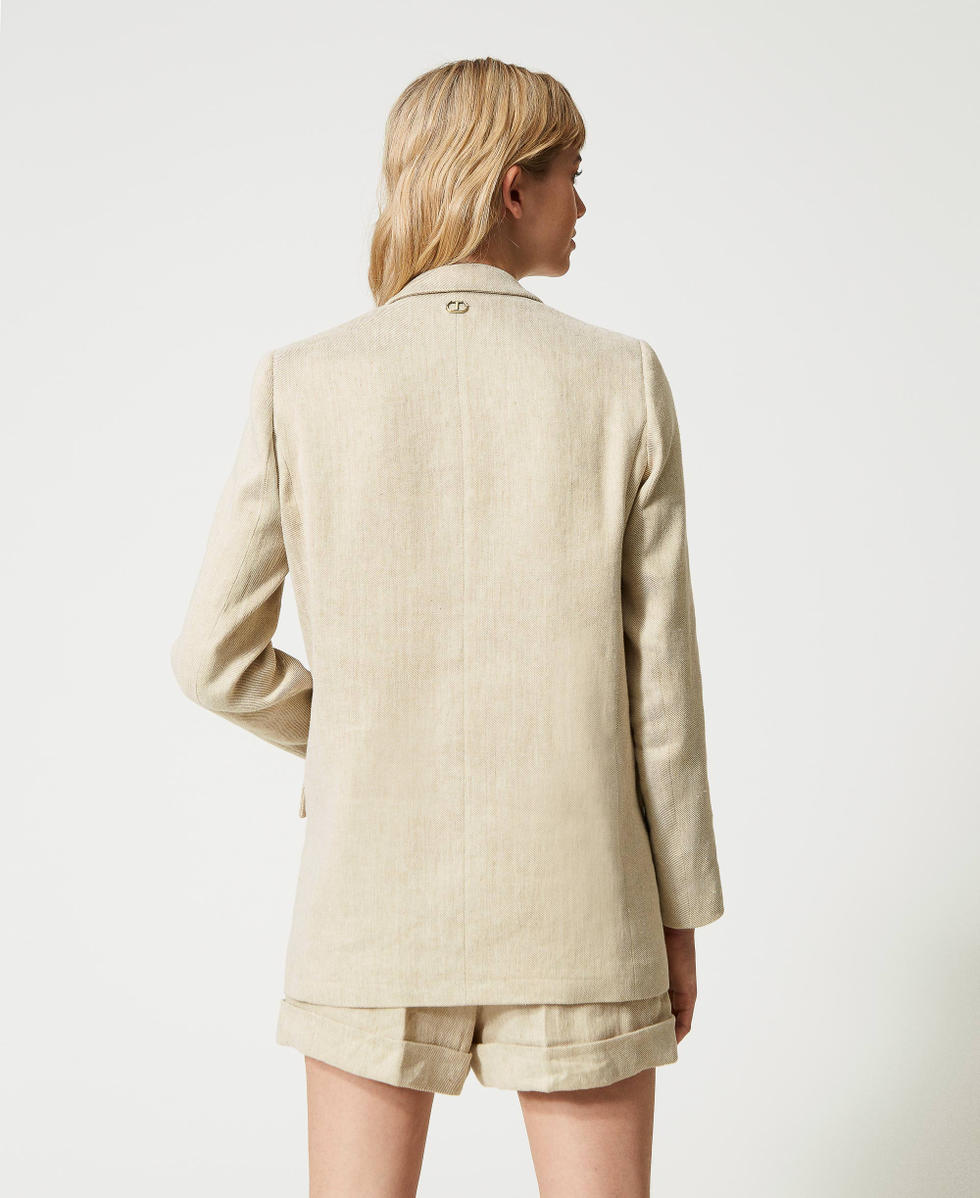 Linen blend twill blazer