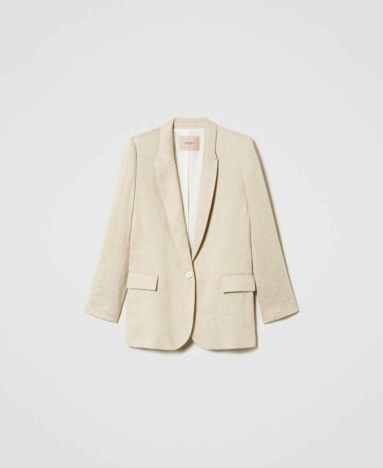 Blazer en twill de lin m&eacute;lang&eacute;