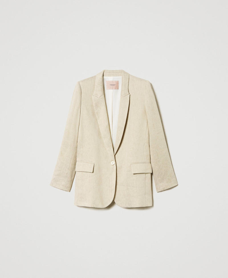 Blazer en twill de lin mélangé