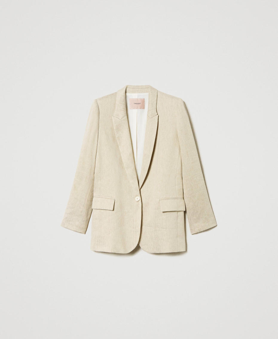 Linen blend twill blazer “Cuban Sand” Pink Woman 231TT2760-0S