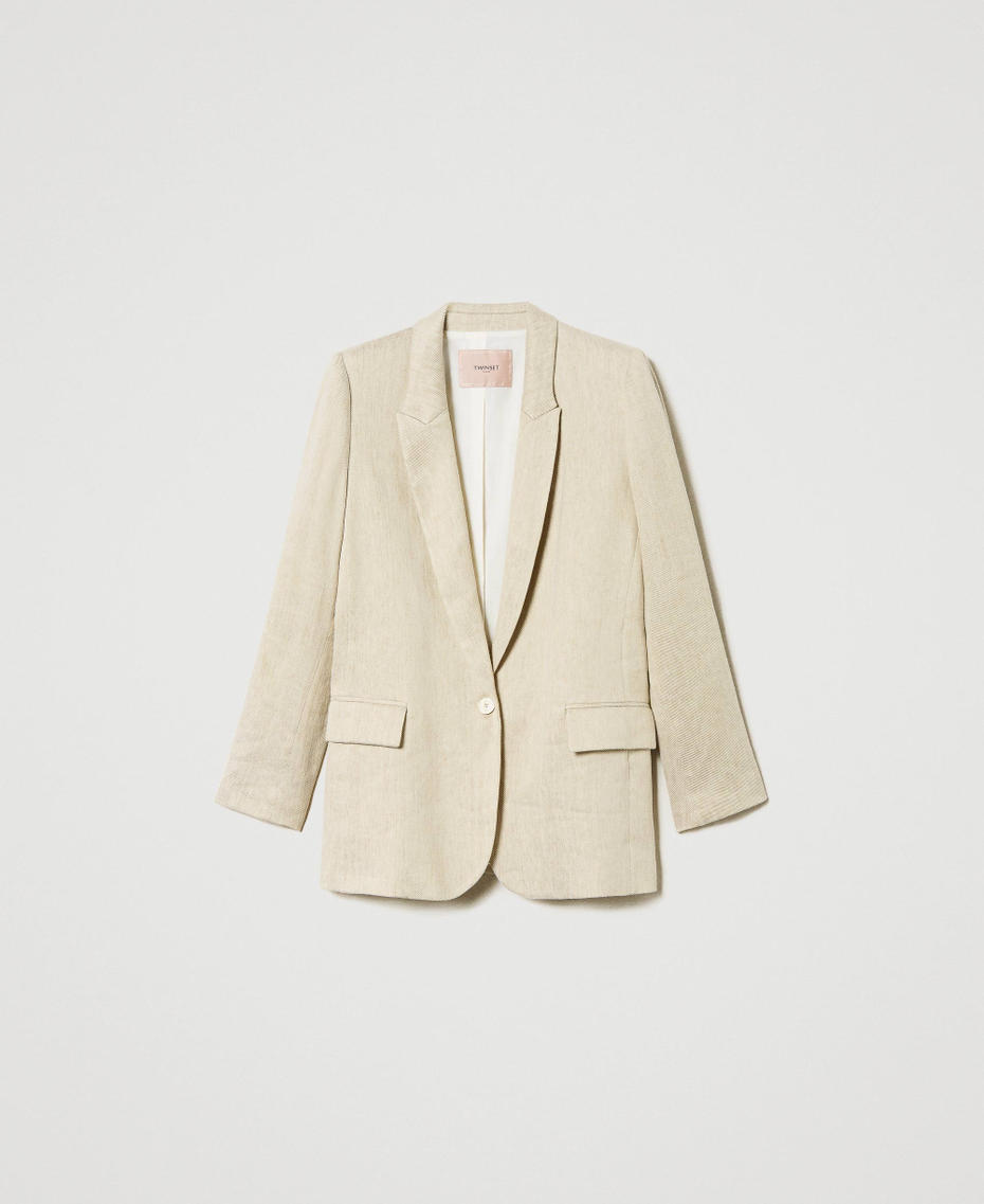Blazer en twill de lin mélangé